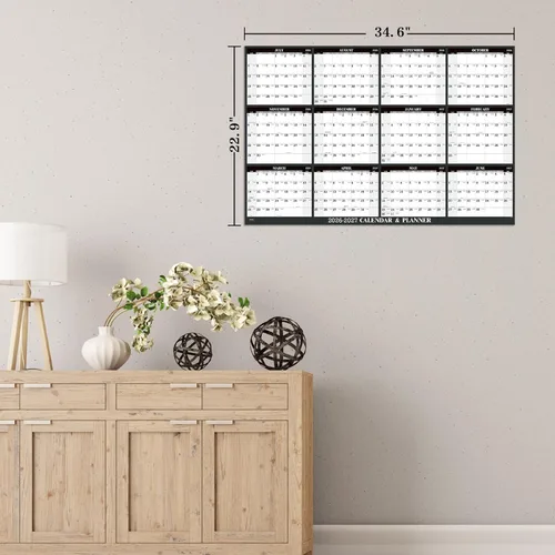 Miniatura 8 de Calendario anual de pared 2026-2027 - Calendario de pared 2026-2027 borrado en seco, julio de 2026 a junio de 2027, 34.6 x 22.9 pulgadas, calendario