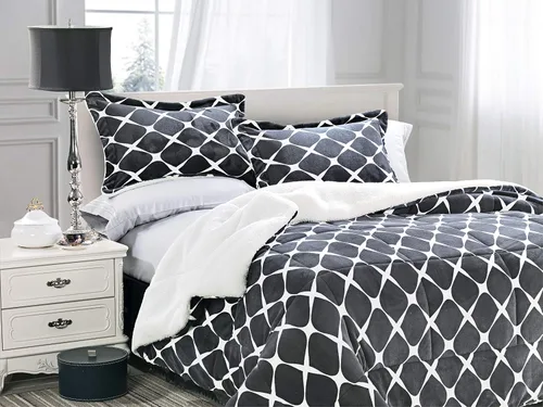 Miniatura 26 de Elegant Comfort Juego de edredón de calidad premium de peso pesado de micromink con respaldo de sherpa reversible alternativo al plumón de Negro