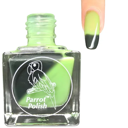 Parrot Polish Esmalte de uñas térmico que cambia de color, laca de secado rápido de negro a verde, esmalte de uñas que cambia de temperatura, trébol