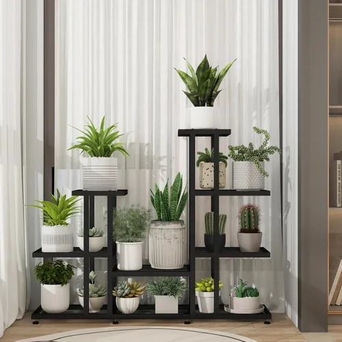 Miniatura 3 de Soporte de esquina para plantas de interior de 5 niveles y 16 macetas, soportes de metal para plantas de exterior, estante de flores, soportes