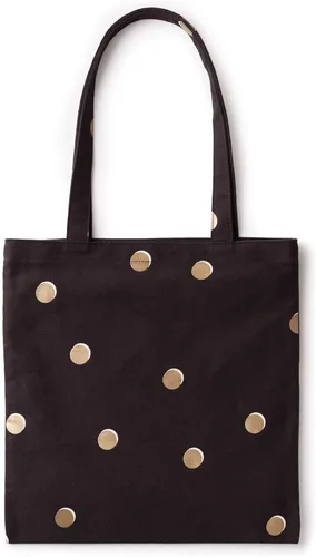 kate spade new york Bonita bolsa tote de lona para mujeres, bolsa de playa de lona negra, bolsa para libros con bolsillo, puntos dispersos
