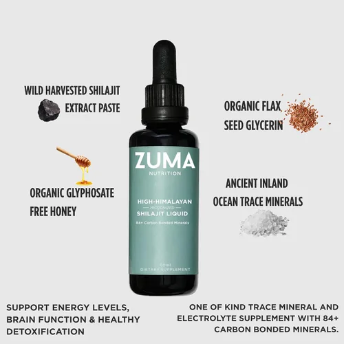 Miniatura 4 de Zuma Nutrition Tónico líquido Shilajit del Himalaya, vegetariano, hecho con shilajit silvestre y minerales oceánicos, suplemento mineral para apoyo