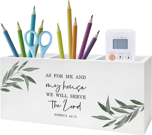 Miniatura 9 de Soporte Inspirador Floral para Bolígrafos y Lápices con Versículos Bíblicos, Decoración Cristiana para Oficina en Casa, Organizador de Bolígrafos