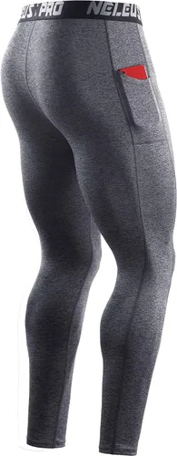 Miniatura 5 de NELEUS Pantalones de compresión Dry Fit para hombre con bolsillo para teléfono
