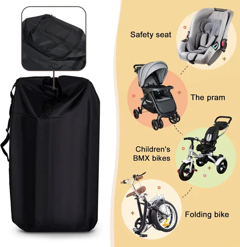Miniatura 4 de LIHAO Bolsa de viaje para cochecito, bolsa de control de puerta para asiento de automóvil, bolsa de transporte de viaje impermeable, 600D Oxford