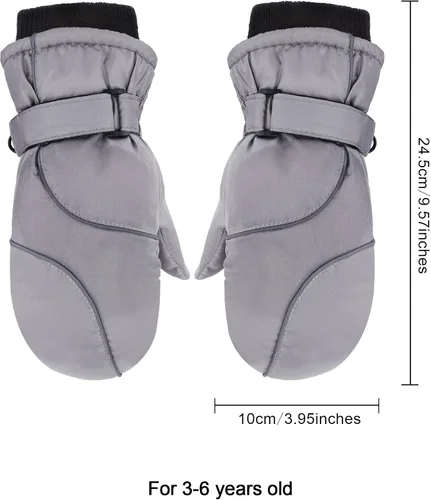 Miniatura 3 de Boao Snow Mittens Winter Ski Mittens Waterproof Warm Cotton-Lined Gloves for Kids