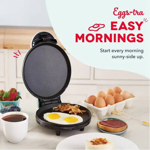 Miniatura 5 de DASH 8” Plancha eléctrica redonda Express para panqueques, galletas, hamburguesas, quesadillas, huevos y otros desayunos, almuerzos y refrigerios