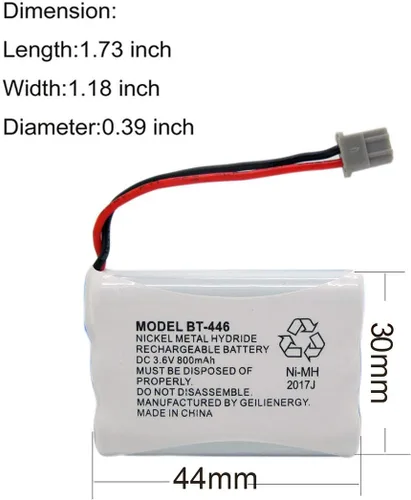 Miniatura 3 de BT446 BT-446 - Batería de teléfono compatible con Uniden BBTY0503001 BT-1004 BT-1005 GE-TL26402 BT-504 CPH-488B 3.6V 800mAh (paquete de 2)
