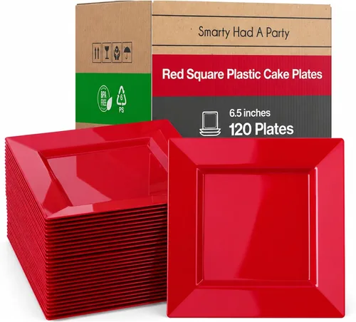 Miniatura 9 de Smarty Had A Party Platos desechables de plástico para postre, platos de ensalada cuadrados azules resistentes de 6.5 pulgadas para aperitivos, Azul