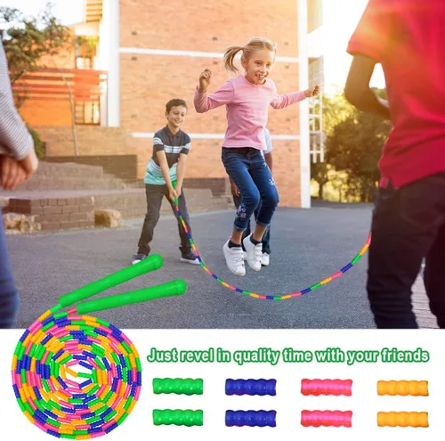 Miniatura 7 de Coolrunner Cuerda de saltar de 16 pies de largo (paquete de 2), cuerda de saltar holandesa doble, cuerda de saltar con cuentas suaves para niños