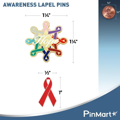 Miniatura 48 de PinMart Awareness - Pin de solapa esmaltado – Pin de cinta chapado en níquel y oro – Cinta de prevención y conciencia – Broche de joyería con parte