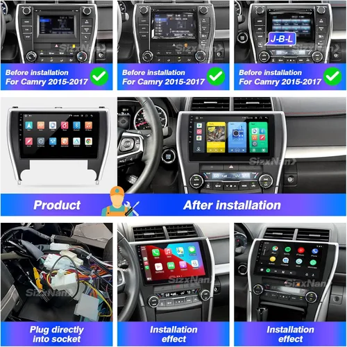 Miniatura 6 de Para Toyota Camry 2015 2016 2017 Actualización de radio Android Pantalla táctil compatible con Carplay inalámbrico Android Auto, navegación estéreo