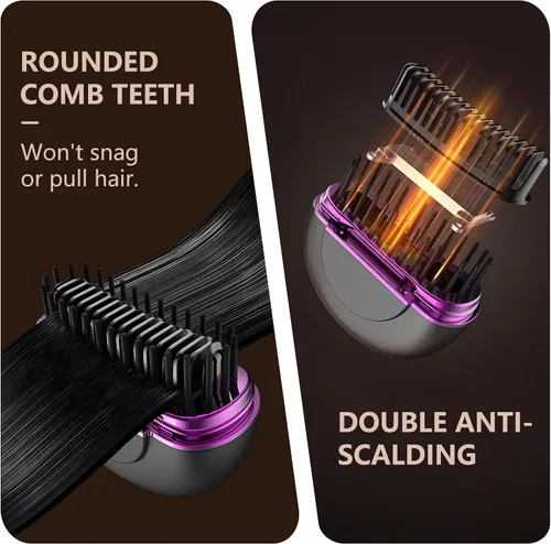 Miniatura 6 de Mini alisador de pelo inalámbrico, control de temperatura de 3 velocidades y calentamiento rápido, herramienta de peinado portátil recargable 2