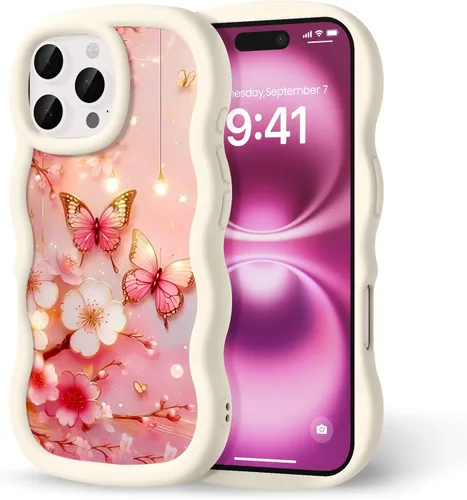 Miniatura 164 de Compatible con iPhone SE/8/7 Funda para Mujeres y Niñas, Marco Ondulado Rizado con Patrón Lindo, Estética Delgada Suave Silicona TPU Parachoques
