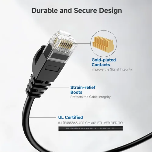 Miniatura 5 de Cable Matters Paquete de 5 cables Ethernet Cat 6 cortos sin enganches de 10 Gbps, cable Cat 6 de perfil delgado, cable Cat6, cable Ethernet fino