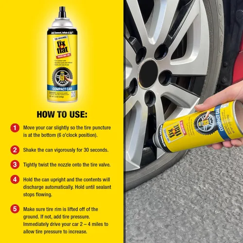 Miniatura 5 de Fix-a-Flat S60410 - Reparación e inflador de neumáticos planos de emergencia en aerosol, para neumáticos compactos, fórmula ecológica, ajuste