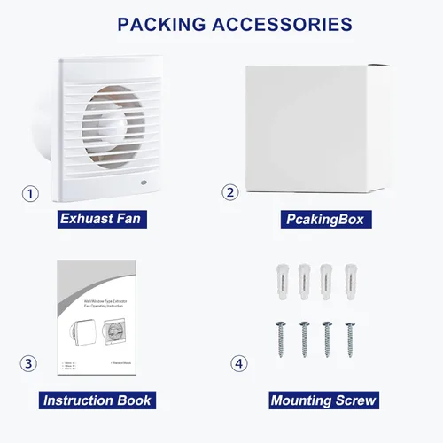 Miniatura 8 de Extractor de baño de 6 pulgadas, extractor de baño de 188 CFM, ventilador de ventilación de vidrio y ventilador de escape de montaje en pared