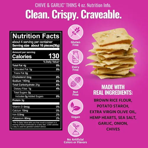 Miniatura 3 de Every Body Eat Galletas sin gluten, cebollino y ajo – Galletas de ajo, aperitivos veganos saludables, sin lácteos, galletas sin aceite de semillas
