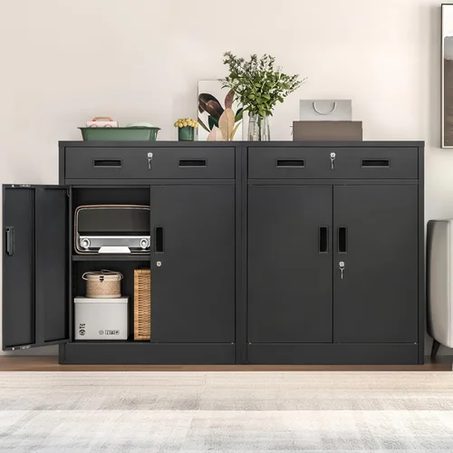 Miniatura 8 de Wanfu Gabinete de almacenamiento de metal, 36 pulgadas de alto x 28 pulgadas de ancho x 16 pulgadas de profundidad con 1 cajón y estante ajustable