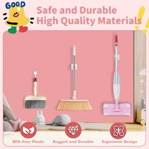 Miniatura 5 de Trapeador con atomizador para niños, juego de limpieza de mopa para niños, juego de mini trapeador de trabajo real y recogedor de escoba para niños