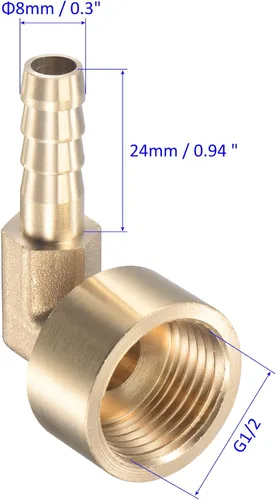 Miniatura 3 de M METERXITY Accesorios de latón para manguera, codo de 90 grados, conector de tubo de latón de 0.315 in con abrazaderas de manguera aplicable al