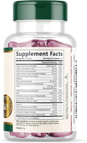Miniatura 9 de Vitaminas para el cabello, la piel y las uñas, biotina, 5000 mcg por porción, apoyo extra fuerte para el crecimiento del cabello para mujeres