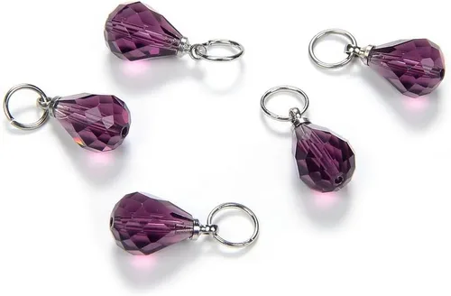 30 cuentas sueltas de piedra natal de febrero de Adabele de 0.394 pulgadas (0.394 in), amatista morada, lágrima austriaca, pera, cuentas de gota con