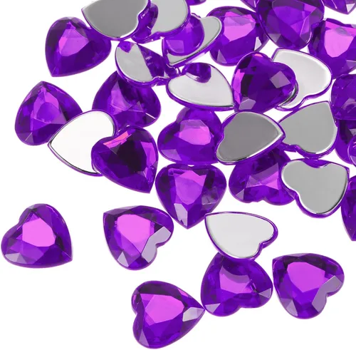 Miniatura 21 de MECCANIXITY 60 calcomanías acrílicas de diamantes de imitación de corazón de 0.315 in con parte trasera plana, gemas de plástico para manualidades