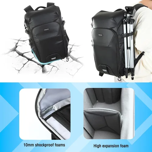 Miniatura 6 de MOSISO Mochila para cámara DSLR/SLR/SLR/sin espejo con panel trasero transpirable, mochila de viaje para fotografía con compartimento para laptop