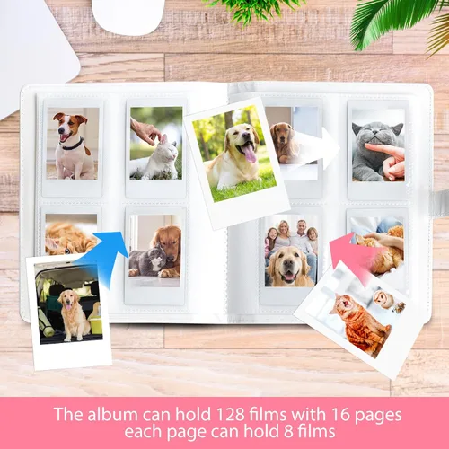 Miniatura 4 de Álbum de fotos mini con 128 bolsillos para cámara Fujifilm Instax Mini, Polaroid Snap, Z2300, cámaras instantáneas SocialMatic e impresora Rosa