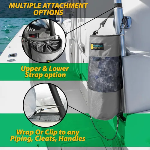Miniatura 4 de Mangrove Products: Bote de basura portátil para barco, bolsa de basura reutilizable, equipo de navegación, almacenamiento de barcos, accesorios gris