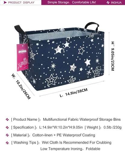 Miniatura 2 de Cesta de almacenamiento rectangular de tela, organizador de cesta para juguetes, libros, ropa, regalos, mascotas - Perfecta para el hogar, oficina