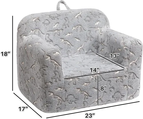 Miniatura 3 de ALIMORDEN Silla de Espuma Ultra-Suave para Acurrucarse para Niños, con Patrón de Fósiles de Dinosaurios que Brillan en la Oscuridad, Sofá de Lectura