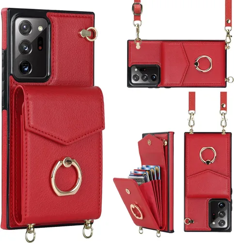 Funda para Samsung Galaxy Note 20 5G de 6.7 pulgadas, funda minimalista con soporte de anillo y correa para el hombro, funda protectora elegante a