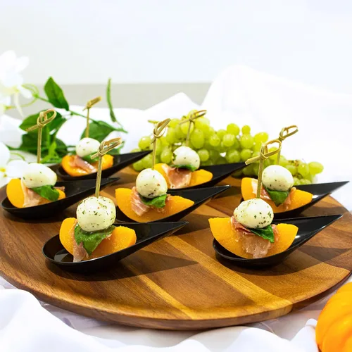 Miniatura 5 de 480 platos negros pequeños para aperitivos, mini cucharas de postre de plástico de grado profesional, reciclables para fiestas, plato pequeño
