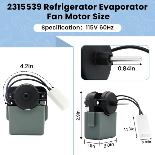 Miniatura 4 de Motor de ventilador evaporador de refrigerador 2315539 de AMI PARTS - 115 V, 60 Hz - Reemplaza WP2315539 2219689 2225625 W10438708 AP6007247