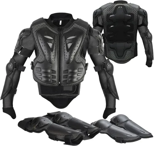 Miniatura 13 de JUSTDOLIFE 5 piezas de equipo de motocross juvenil, chaqueta de protección de armamento de motocicleta, armadura de motocicleta para niños con Azul