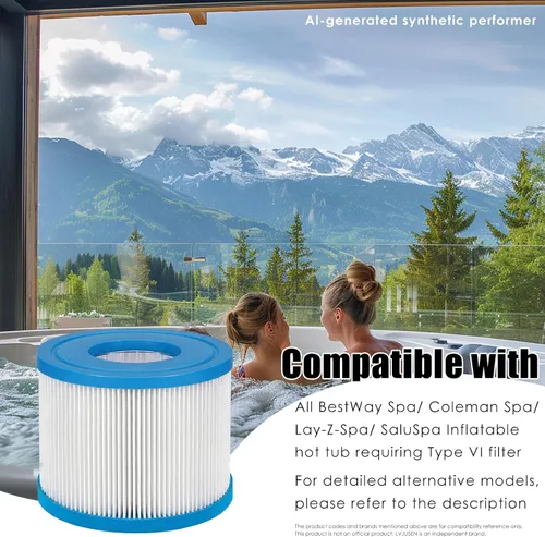 Miniatura 4 de Filtro de repuesto para bañera de hidromasaje tipo VI compatible con Coleman SaluSpa 90352E/58323E/58323E/58323, para bomba de piscina Lay-Z-Spa