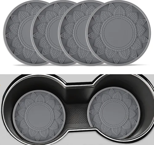 Miniatura 7 de SINGARO - Posavasos para tazas de automóvil, 4 soportes de silicona integrados en portavasos decorativos, soportes universales antideslizantes
