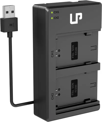 Cargador de batería NP-FZ100, cargador dual LP para cámaras NP FZ100 con cable USB integrado, compatible con cámaras Sony A9 A9R A9S A9II A7III