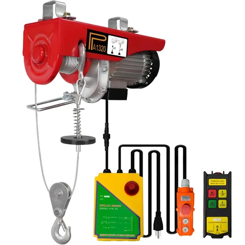 Polipasto eléctrico 2 en 1 de 1320 libras, cabrestante de 110 V con cable de 13 pies y control remoto inalámbrico de 328 pies, cabrestante eléctrico
