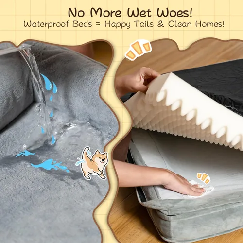 Miniatura 3 de Cama ortopédica para perros - Ultra - Espuma de celda de huevo, 100% impermeable interior, funda extraíble fácil de limpiar, resistente y Gris claro