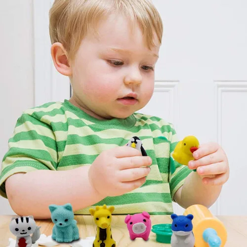 Miniatura 3 de Cllayees 72 borradores surtidos de lápices de animales para mascotas, mini borradores a granel, regalos para premios de aula, bolsa de regalo
