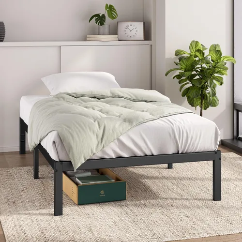 Miniatura 22 de Zinus Elias - Marco de cama de plataforma metálica de 14 pulgadas, soporte de acero, no necesita somier, fácil montaje, tamaño Queen Negro