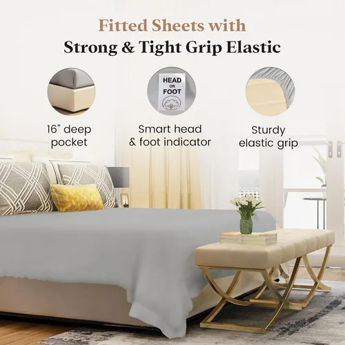 Miniatura 3 de Good Sleep Bedding Sábana Bajera Ajustable - 1000 TC Tamaño King Sábanas Bajeras Ajustables, Suave y Transpirable, Bolsillo Profundo de 16", 100%