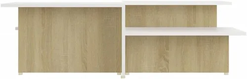 Miniatura 5 de Juego de 2 mesas auxiliares de madera de roble blanco y Sonoma, mesa auxiliar para sala de estar, hogar, oficina, 43.9 x 19.7 x 13 pulgadas