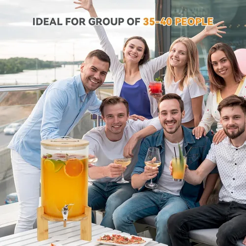Miniatura 4 de WILLOW WEAVE - Dispensador de bebidas de vidrio de 2.1 galones con soporte, dispensador grande de bebidas para fiestas, grifo a prueba de fugas