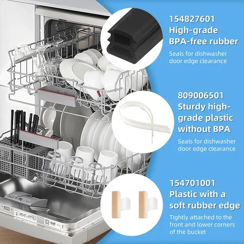 Miniatura 2 de 154827601 para sello de puerta de lavavajillas Frigidaire Gallery Parts Kenmore Electrolux, sello de reemplazo que incluye 809006501 junta de puerta