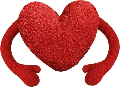 Miniatura 2 de Almohada de corazón rojo, cojín de brazos de dibujos animados con brazos largos para decoración de dormitorio, regalo de San Valentín
