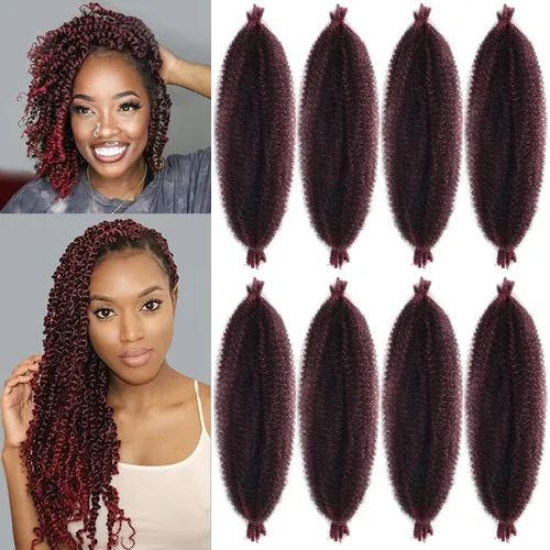 Miniatura 26 de Cabello Spring Twist Pre-Esponjado Color 4 Cabello Afro de Giros Elásticos 8 Paquetes Cabello Marrón Marley Twist para Trenzado para Locs de Marrón